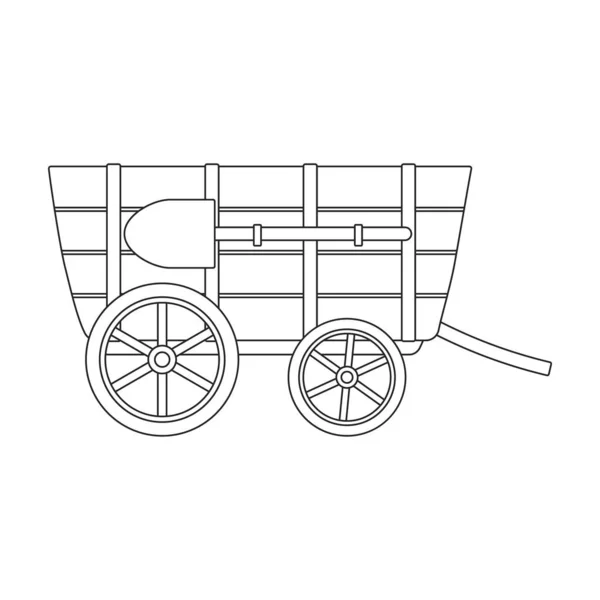 Άγρια Δύση όχημα διάνυσμα περίγραμμα εικονογράφηση διάνυσμα δυτικά της παλιάς μεταφοράς σε λευκό φόντο.Μεμονωμένο περίγραμμα εικονίδιο Άγρια Δύση βαγόνι. — Διανυσματικό Αρχείο
