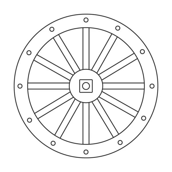 Wheel cart vector outline icon. Vector illustration wood cartwheel on white background. Isolated outline illustration icon of wood wheel cart. — Image vectorielle