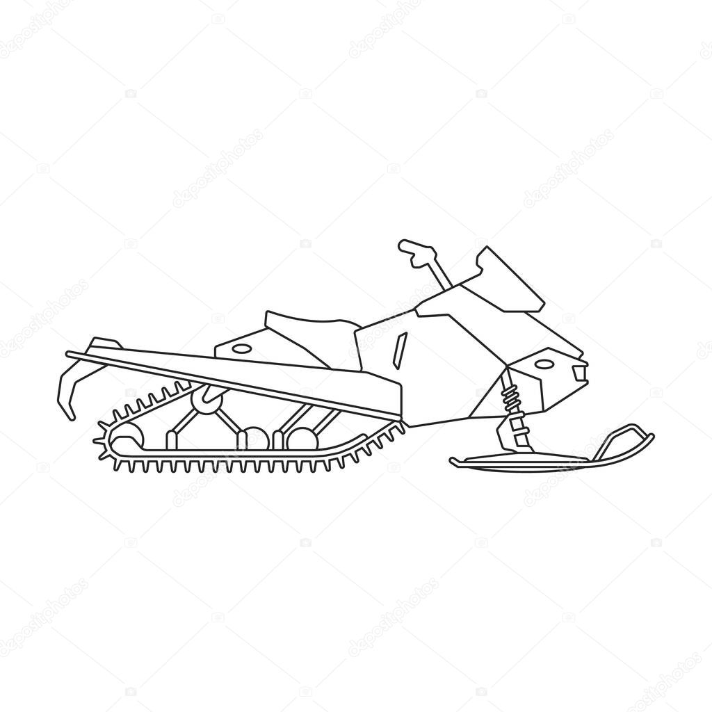 Snowmobile vector outline icon. Vector illustration motorcycle on white background. Isolated outline illustration icon of snowmobile .