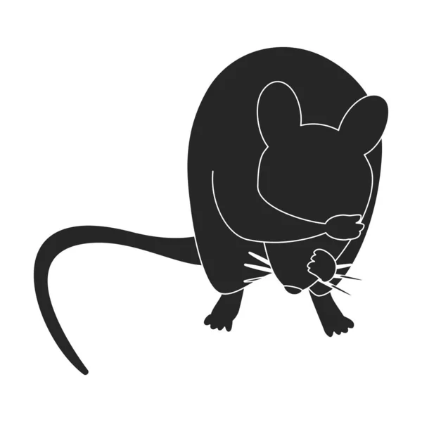 Ratón vector icono negro. Rata de ilustración vectorial sobre fondo blanco. Icono de ilustración en negro aislado del ratón . — Vector de stock