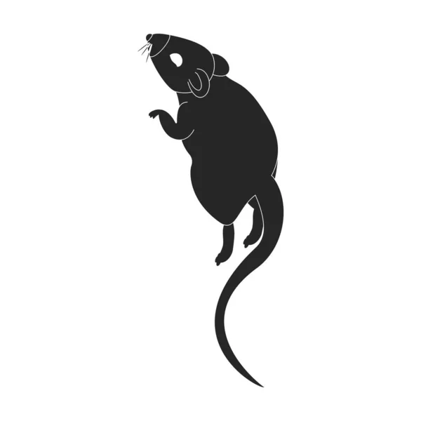 Ratón vector icono negro. Rata de ilustración vectorial sobre fondo blanco. Icono de ilustración en negro aislado del ratón . — Vector de stock