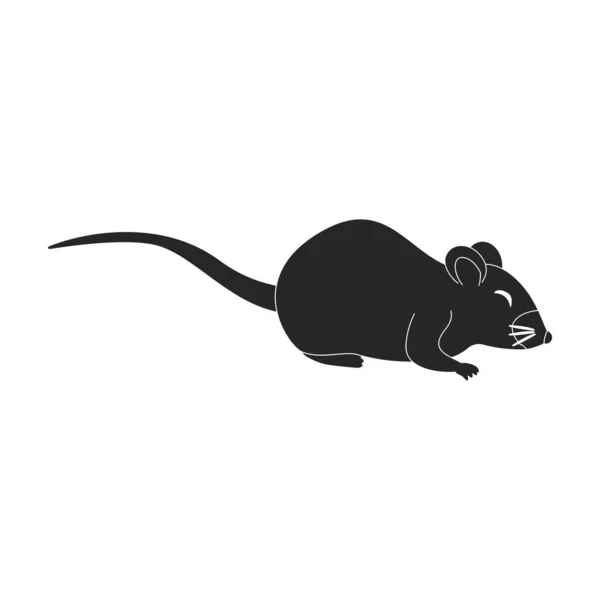 Ratón vector icono negro. Rata de ilustración vectorial sobre fondo blanco. Icono de ilustración en negro aislado del ratón . — Vector de stock