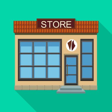 Düz vektör simgesini kaydet. Beyaz arkaplanda vektör illüstrasyon mağazası önü. Deponun izole edilmiş düz illüstrasyon simgesi .