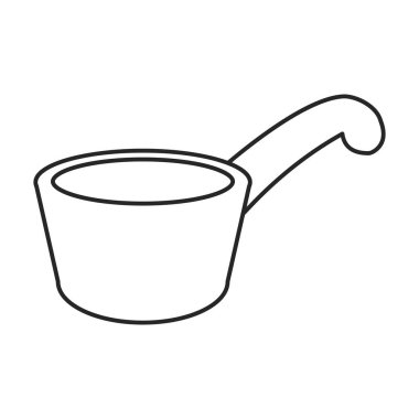 Tahta kova vektör simgesi. Taslak vektör simgesi beyaz arka plan tahta kovada izole edildi.