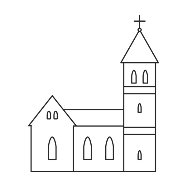 Church vector outline icon. Vector illustration building on white background. Isolated outline illustration icon of church. — Stock Vector