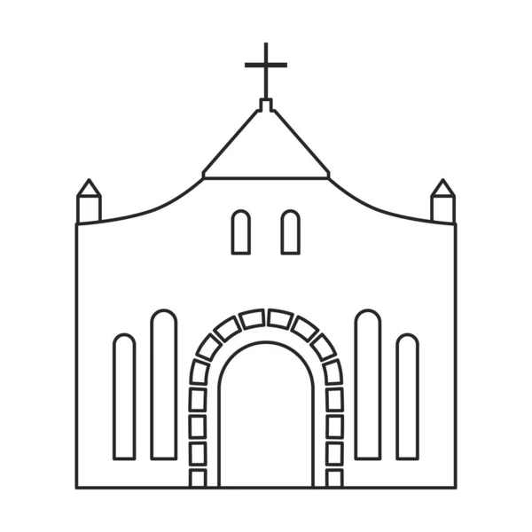 Icona del profilo vettoriale della chiesa. Illustrazione vettoriale su sfondo bianco. Isolato schizzo icona illustrazione della chiesa. — Vettoriale Stock