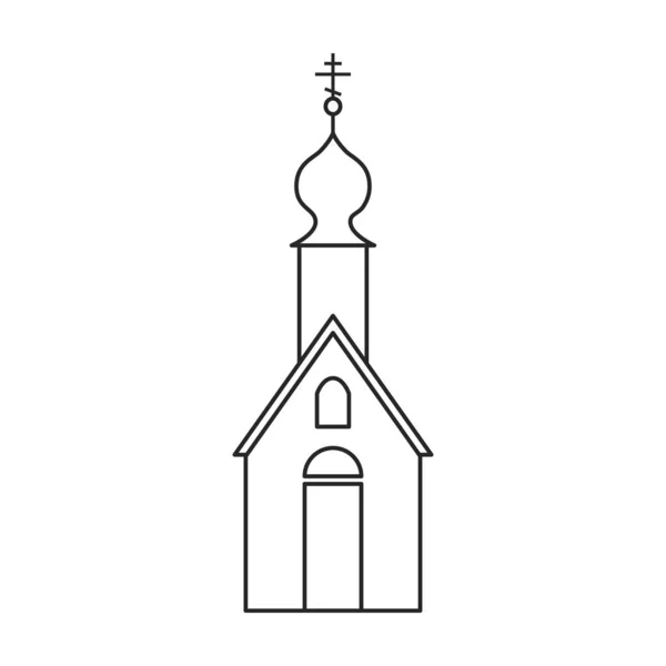 Icono de contorno de vector de iglesia. Construcción de ilustración vectorial sobre fondo blanco. Icono de ilustración de esquema aislado de la iglesia. — Archivo Imágenes Vectoriales