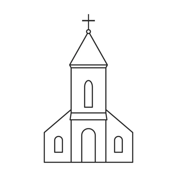 Kirchenvektorumrisssymbol. Vektor Illustration Gebäude auf weißem Hintergrund. Vereinzelte Umrisse illustrieren Ikone der Kirche. — Stockvektor