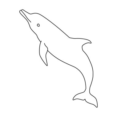 Yunus vektörü ana hatları simgesi. Beyaz arka planda vektör illüstrasyon deniz hayvanı. Ayrı çizilmiş yunus tasviri simgesi.