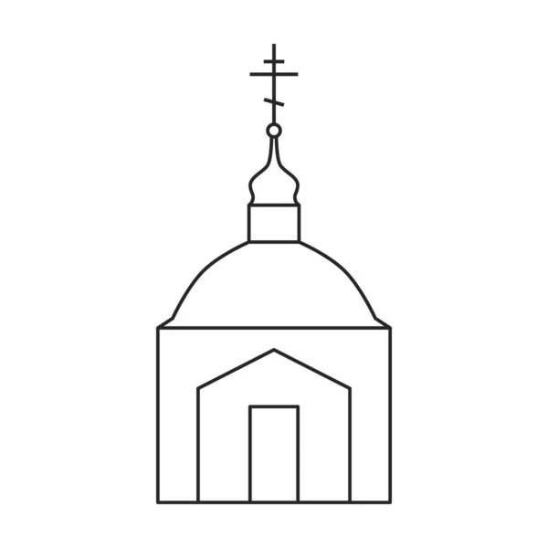 Icono de contorno de vector de iglesia. Construcción de ilustración vectorial sobre fondo blanco. Icono de ilustración de esquema aislado de la iglesia. — Archivo Imágenes Vectoriales