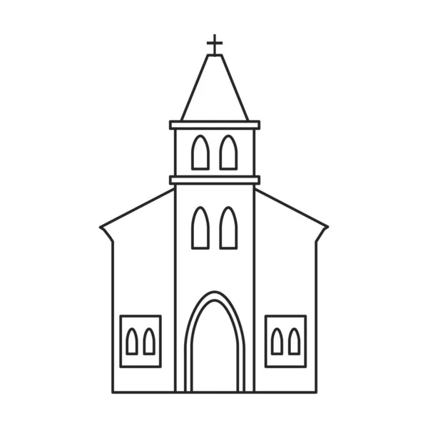 Kilise vektör ana hatları ikonu. Beyaz arka planda vektör illüstrasyon binası. Kilisenin izole edilmiş tasvir ikonu. — Stok Vektör
