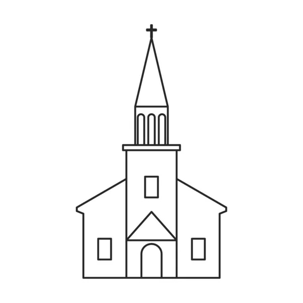 教会ベクトルの輪郭アイコン。白い背景にベクトルイラストの建物。教会の孤立したアウトラインイラストアイコン. — ストックベクタ