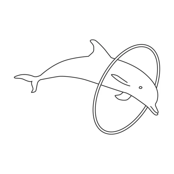 Dolphin vector outline icon. Vector illustration sea animal on white background. Isolated outline illustration icon of dolphin. — Stock Vector