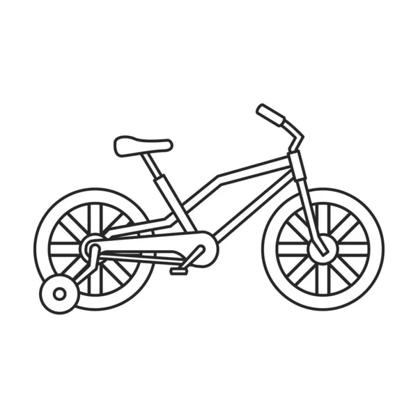 Bicicleta niño icono del contorno del vector. Bicicleta de ilustración vectorial para niños sobre fondo blanco. Icono de ilustración de contorno aislado de niño en bicicleta . — Archivo Imágenes Vectoriales