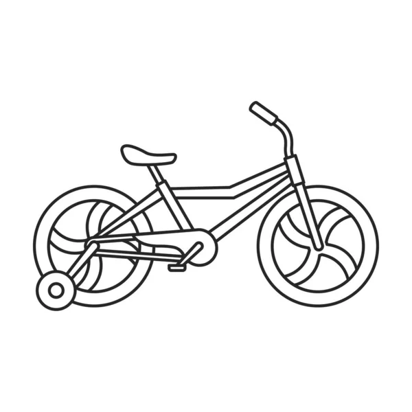 Bicicleta niño icono del contorno del vector. Bicicleta de ilustración vectorial para niños sobre fondo blanco. Icono de ilustración de contorno aislado de niño en bicicleta . — Vector de stock