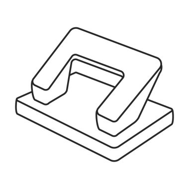 Kağıtları delen vektör taslak simgesi. Beyaz arka planda vektör illüstrasyon delik kağıdı. Ayrı çizilmiş punç resmetme simgesi .