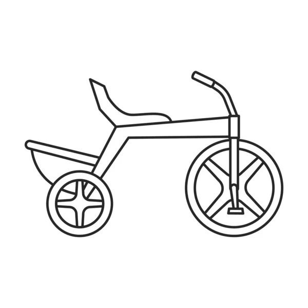 Значок контура вектора велосипеда. Векторная иллюстрация велосипед детей на белом фоне. Изолированный контур иконки велосипедного ребенка . — стоковый вектор