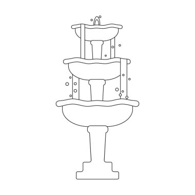 Çeşme su vektörü ana hatları simgesi. Beyaz arkaplanda vektör illüstrasyon şelalesi. Çeşme suyunun izole edilmiş taslak çizim simgesi .