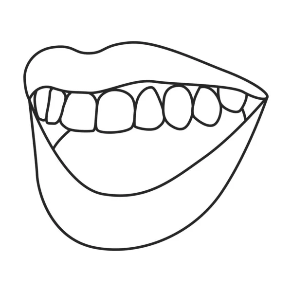 Ikon garis bibir vektor perempuan. Vektor mulut ilustrasi pada latar belakang putih. Ikon ilustrasi bibir wanita yang terisolasi . - Stok Vektor