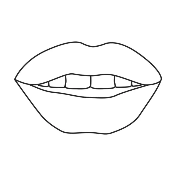 Vrouwelijke lip vector outline icoon. Vector illustratie mond op witte achtergrond. Geïsoleerde schets illustratie icoon van vrouwelijke lip . — Stockvector