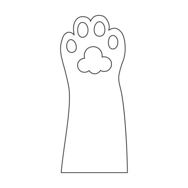 Paw cat vektör ana hatları simgesi. Beyaz arka planda vektör çizimi. Paw Cat 'in izole edilmiş taslak çizim simgesi.