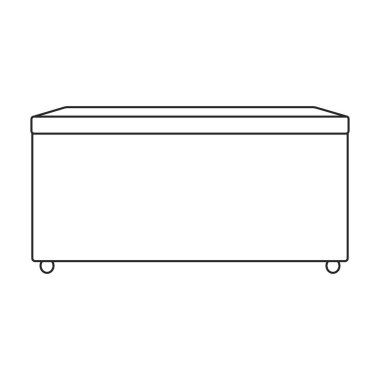 Dondurucu vektör ana hatları simgesi. Beyaz arka planda vektör illüstrasyon buzdolabı. Dondurucunun izole edilmiş taslak resimleme simgesi.