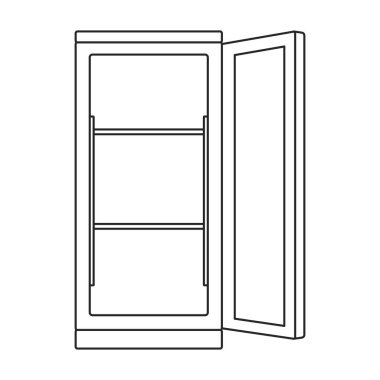 Dondurucu vektör ana hatları simgesi. Beyaz arka planda vektör illüstrasyon buzdolabı. Dondurucunun izole edilmiş taslak resimleme simgesi.