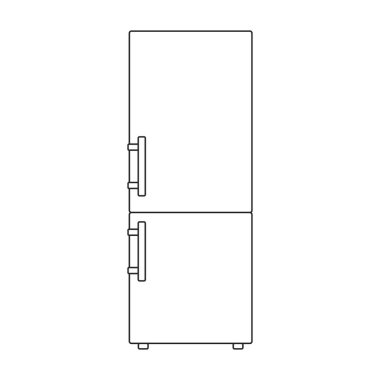 Dondurucu vektör ana hatları simgesi. Beyaz arka planda vektör illüstrasyon buzdolabı. Dondurucunun izole edilmiş taslak resimleme simgesi.