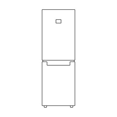 Dondurucu vektör ana hatları simgesi. Beyaz arka planda vektör illüstrasyon buzdolabı. Dondurucunun izole edilmiş taslak resimleme simgesi.