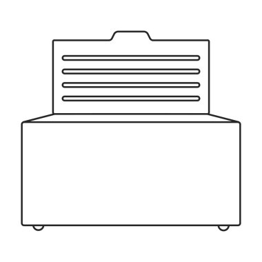 Dondurucu vektör ana hatları simgesi. Beyaz arka planda vektör illüstrasyon buzdolabı. Dondurucunun izole edilmiş taslak resimleme simgesi.