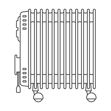 Isıtıcı vektör ana hatları simgesi. Beyaz arkaplanda vektör illüstrasyon kazanı. Isıtıcının izole edilmiş taslak resimleme simgesi .