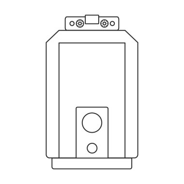 Isıtıcı vektör ana hatları simgesi. Beyaz arkaplanda vektör illüstrasyon kazanı. Isıtıcının izole edilmiş taslak resimleme simgesi .