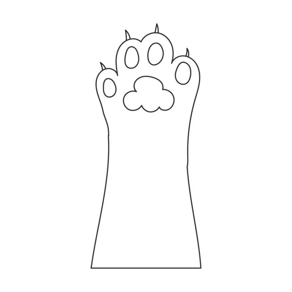 Paw kucing vektor garis besar ikon. Vektor menggambarkan kaki pada latar belakang putih. Ikon gambar garis besar terisolasi dari kucing cakar. - Stok Vektor