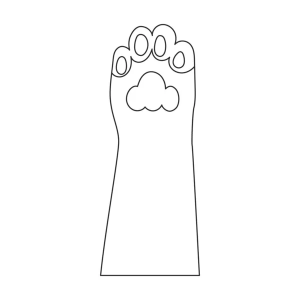 Ícone do contorno do vetor do gato da pata. Vector pé ilustração sobre fundo branco. Ícone de ilustração de contorno isolado de gato de pata. — Vetor de Stock