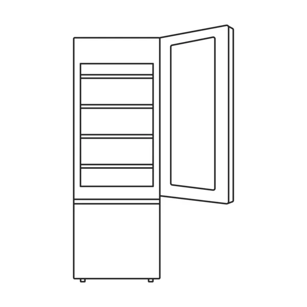 Значок контура вектора замораживателя. Векторная иллюстрация холодильник холодильник на белом фоне. Изолированный рисунок контура иконки морозильника. — стоковый вектор