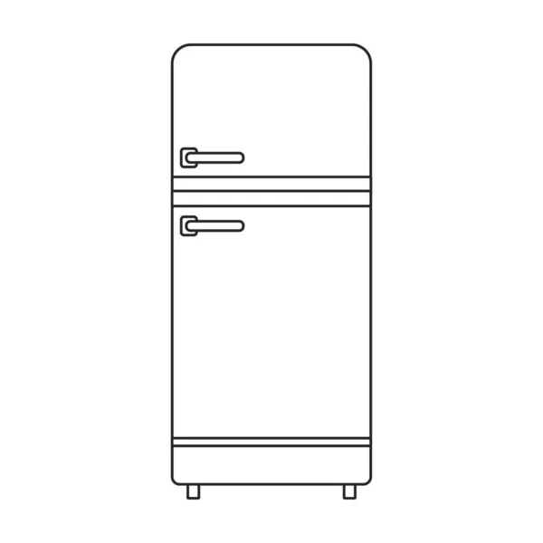 Icône de contour vectoriel du congélateur. Illustration vectorielle réfrigérateur réfrigérateur sur fond blanc. Isolée illustration de contour icône du congélateur. — Image vectorielle