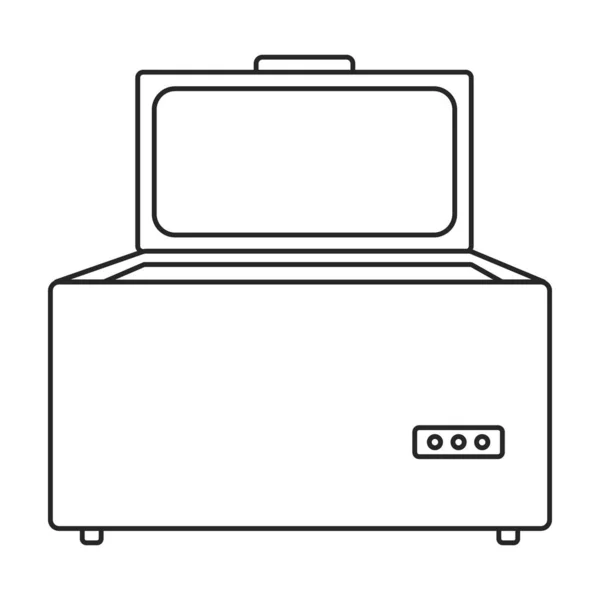 Icône de contour vectoriel du congélateur. Illustration vectorielle réfrigérateur réfrigérateur sur fond blanc. Isolée illustration de contour icône du congélateur. — Image vectorielle