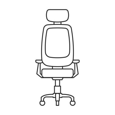 Sandalye ofisi vektör taslağı simgesi. Beyaz arka planda vektör illüstrasyon koltuğu. Sandalye ofisinin izole edilmiş taslak çizim simgesi.