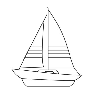 Yat yelkeni vektör ana hatları simgesi. Beyaz arka planda vektör illüstrasyon yelkenlisi. Yat yelkeninin izole edilmiş tasviri simgesi .