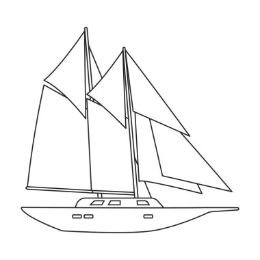 Yat yelkeni vektör ana hatları simgesi. Beyaz arka planda vektör illüstrasyon yelkenlisi. Yat yelkeninin izole edilmiş tasviri simgesi .