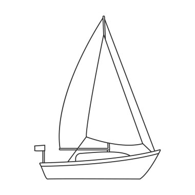 Yat yelkeni vektör ana hatları simgesi. Beyaz arka planda vektör illüstrasyon yelkenlisi. Yat yelkeninin izole edilmiş tasviri simgesi .