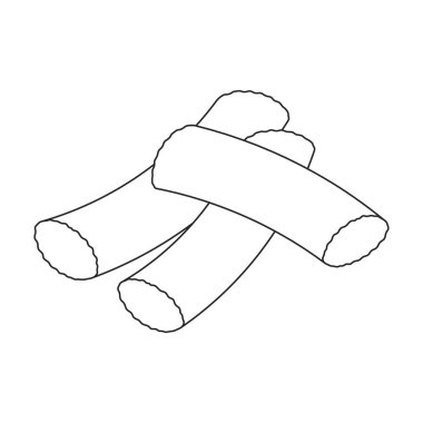 Makarna vektör ana hatları simgesi. Beyaz arka planda vektör illüstrasyon spagettisi. İzole edilmiş ana hatlı makarna çizimi simgesi.