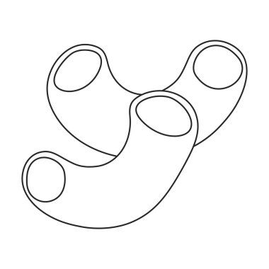 Makarna vektör ana hatları simgesi. Beyaz arka planda vektör illüstrasyon spagettisi. İzole edilmiş ana hatlı makarna çizimi simgesi.