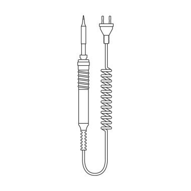 Demir lehim vektör ana hatları simgesi. Beyaz arkaplanda vektör illüstrasyon lehimleme. Demir lehiminin izole edilmiş tasvir simgesi.