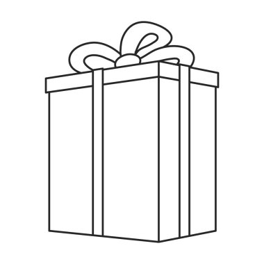 Giftbox vektör ana hatları simgesi. Beyaz arka planda vektör illüstrasyon kutusu hediyesi. Hediye kutusunun izole edilmiş taslak resimleme simgesi.