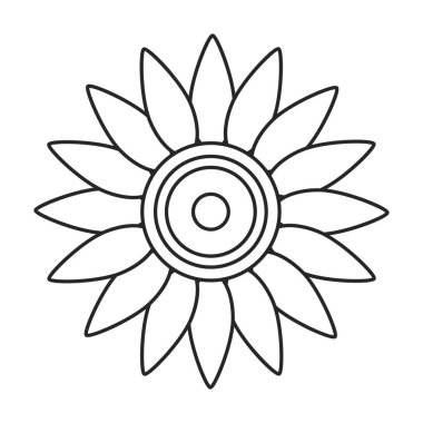 Ayçiçeği vektör ana hatları simgesi. Beyaz arkaplanda vektör illüstrasyon san çiçeği. Ayçiçeğinin izole edilmiş tasviri simgesi.