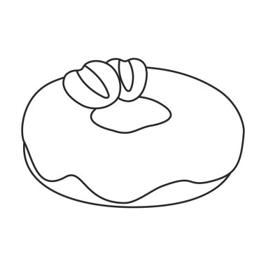 Çörek vektör ana hatları simgesi. Beyaz arka planda vektör illüstrasyon çöreği. İzole edilmiş taslak çizim simgesi çörek.