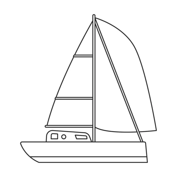 Yacht voile vecteur contour icône. Vecteur illustration voilier sur fond blanc. Isolée illustration de contour icône de voile yacht . — Image vectorielle