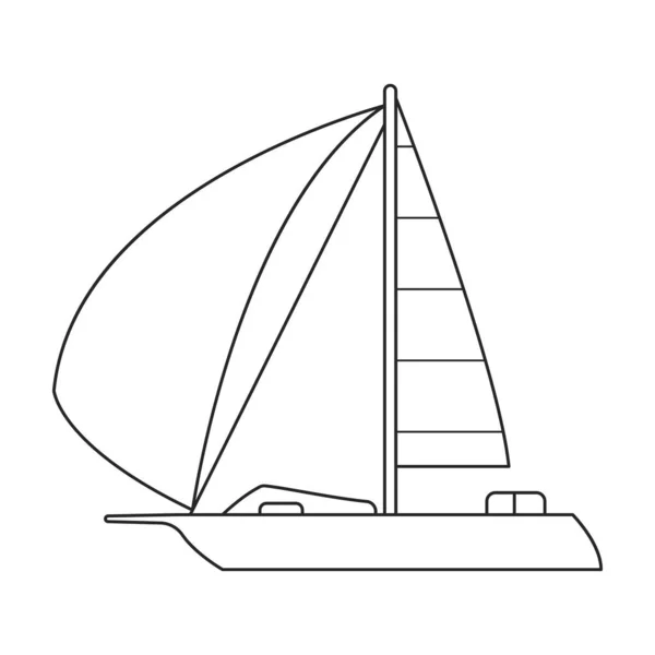 ヨット帆ベクトルアウトラインアイコン。白い背景のベクトルイラスト帆船。ヨット帆の独立したアウトラインイラストアイコン . — ストックベクタ