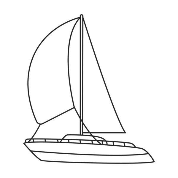 Yat yelkeni vektör ana hatları simgesi. Beyaz arka planda vektör illüstrasyon yelkenlisi. Yat yelkeninin izole edilmiş tasviri simgesi . — Stok Vektör